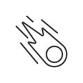 Fast meteorite icon in line design. Fast, meteorite, space, speed, asteroid, collision, rock on white background vector