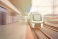 Fast modern electric train on the railway station, front view Royalty Free Stock Photo