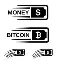 Fast money bitcoin motion line banknote vector