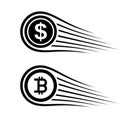 Fast money bitcoin motion line coin vector