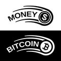 Fast money bitcoin motion line coin vector