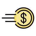 Fast money delivery icon color outline vector