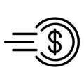Fast money delivery icon, outline style
