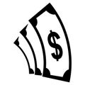 Fast money, speed pack dollars bills, cartoon logo fast bill