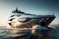 Fast motor yacht in navigation. Generative Ai