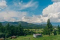 the fast mountain river bely ius in Khakassia on a hot summer day.