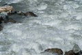 Fast mountain river Feevispa flows from Spielboden towards Saas-Fee village and Saas valley Royalty Free Stock Photo