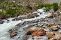 Fast mountain river Feevispa flows from Spielboden towards Saas-Fee village and Saas valley Royalty Free Stock Photo