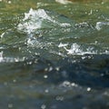 Fast mountain stream splashing and flowing over rocks on a bright sunny day Royalty Free Stock Photo