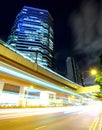 Fast moving car light in Hong Kong Royalty Free Stock Photo