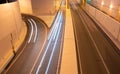 fast-moving freeway traffic long exposure at night Royalty Free Stock Photo