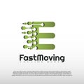 Fast Moving logo with initial E letter concept. Movement sign. Technology business and digital icon -vector