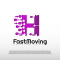 Fast Moving logo with initial H letter concept. Movement sign. Technology business and digital icon -vector