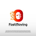 Fast Moving logo with initial O letter concept. Movement sign. Technology business and digital icon -vector