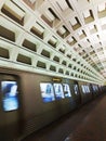 Fast moving metro train car District of Columbia Subway