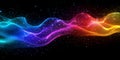 Fast-moving neon stripes creating a wave of rainbow colors with glowing particle effects