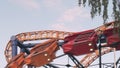 A fast moving ride going down in the amusement park in Helsinki Finland