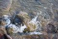 Clear water running over rocks