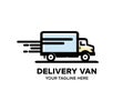 Fast moving shipping delivery truck logo design. Delivery Van Free, Fast Delivery, Shipping concept vector design and illustration Royalty Free Stock Photo