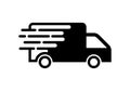 Fast moving shipping delivery truck vector icon for transportation apps and websites