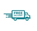 Fast moving shipping and free shipping delivery truck logo design. Logistics and wholesale concept. Fast time delivery order. Royalty Free Stock Photo