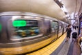 Fast moving subway train in New York subway Royalty Free Stock Photo