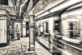 Fast moving subway train in New York subway Royalty Free Stock Photo