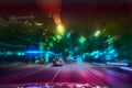 Fast moving traffic light trails at night in Bangkok, Blur Royalty Free Stock Photo