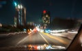 Fast moving traffic light trails at night in Bangkok, Blur Royalty Free Stock Photo