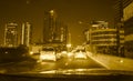 Fast moving traffic light trails at night in Bangkok Royalty Free Stock Photo