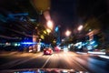 Fast moving traffic light trails at night in Bangkok, Blur Royalty Free Stock Photo