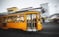 Fast moving Tram in Fishermans Wharf, San Francisco Royalty Free Stock Photo