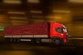 Fast moving truck in the tunnel. Blurred background Royalty Free Stock Photo