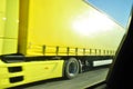 Fast moving yellow truck