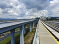 Fast mrt on track near railway station