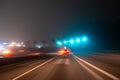 Fast night driving on highway Royalty Free Stock Photo