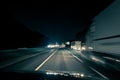 Fast night driving on highway Royalty Free Stock Photo