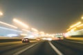 Fast night driving on highway Royalty Free Stock Photo