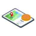 Fast online food deliver icon isometric vector. Order delivery