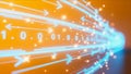 Fast Orange Digital Arrows with Binary Data Stream Royalty Free Stock Photo