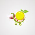 Fast orange fruit on trolly logo vector, icon, element, and template for company