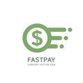 Fast pay - concept vector logo design. Dollar money creative icon. Mobile digital payment sign. Royalty Free Stock Photo