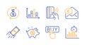 Fast payment, Money exchange and Piggy sale icons set. Euro money, Contactless payment and Buying signs. Vector