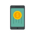 Fast phone online money icon flat isolated vector