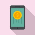 Fast phone online money icon, flat style