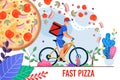 Fast Pizza Creative Flat Design for Ad Poster