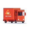 Fast Pizza Delivery Car, Van.Food truck. Flat vector