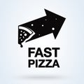 Fast pizza icon logo. Pizza delivery logo, pizzeria icon, emblem for fast food restaurant