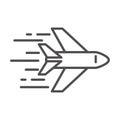 Fast plane transport cargo shipping related delivery line style icon