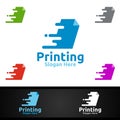 Fast Printing Company Logo Design for Media, Retail, Advertising, Newspaper or Book Concept Royalty Free Stock Photo